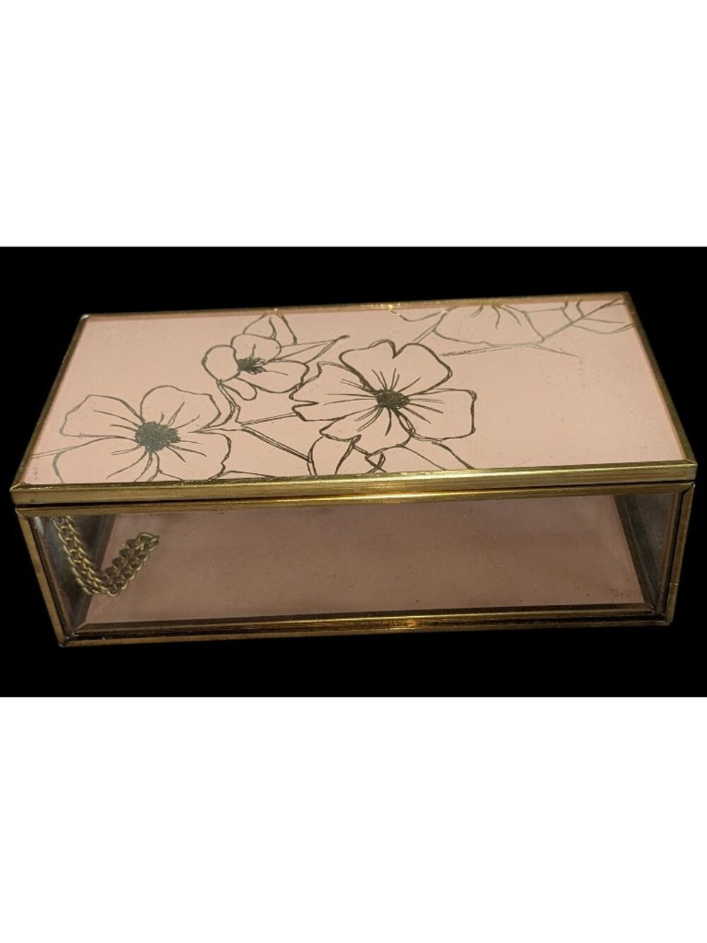 Grandmillennial Vintage Mele & Co Floral Glass Jewelry Trinket Box